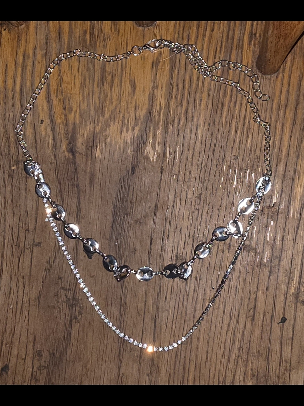 Silver Layered Rhinestone Chain Necklace BNIB - Picture 4 of 9
